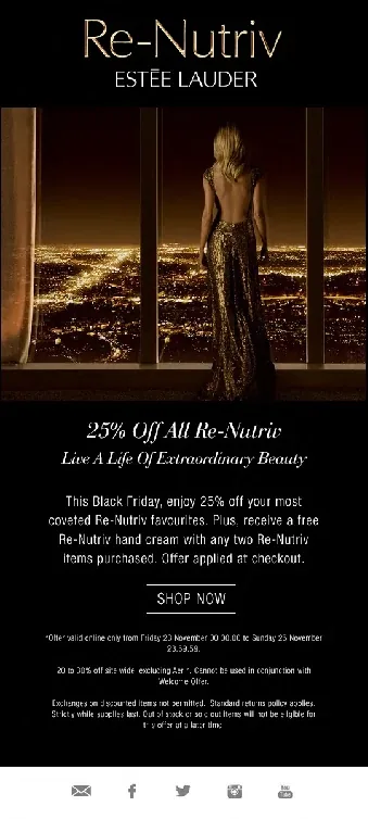 Estée Lauder Re-Nutriv — Black Friday email