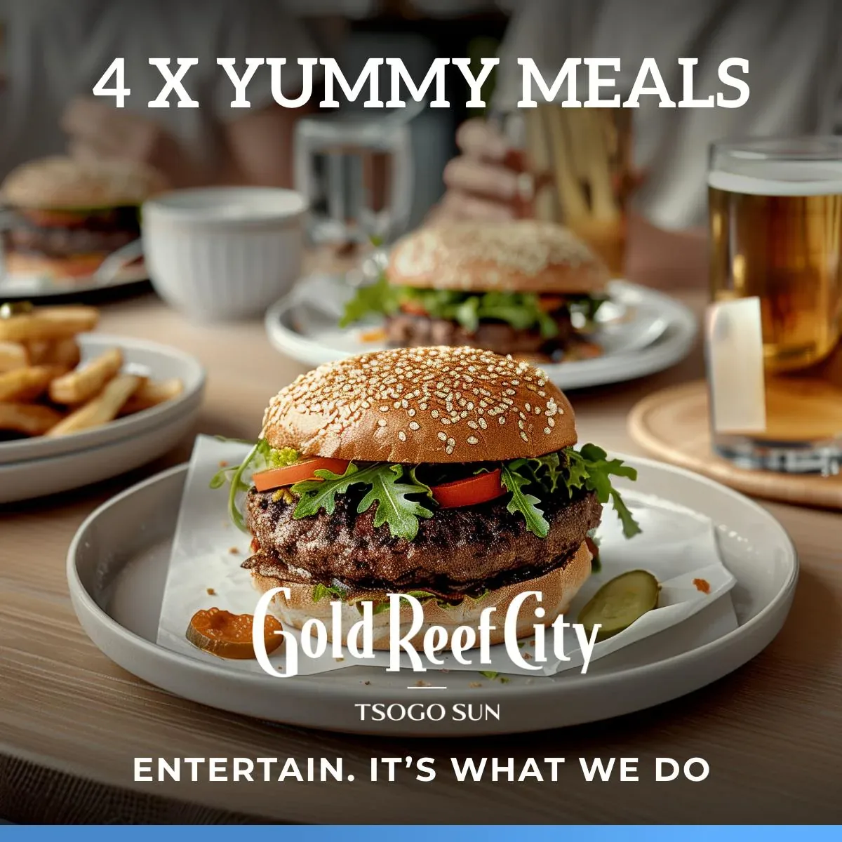 Gold Reef City dining — 4 x Yummy Meals