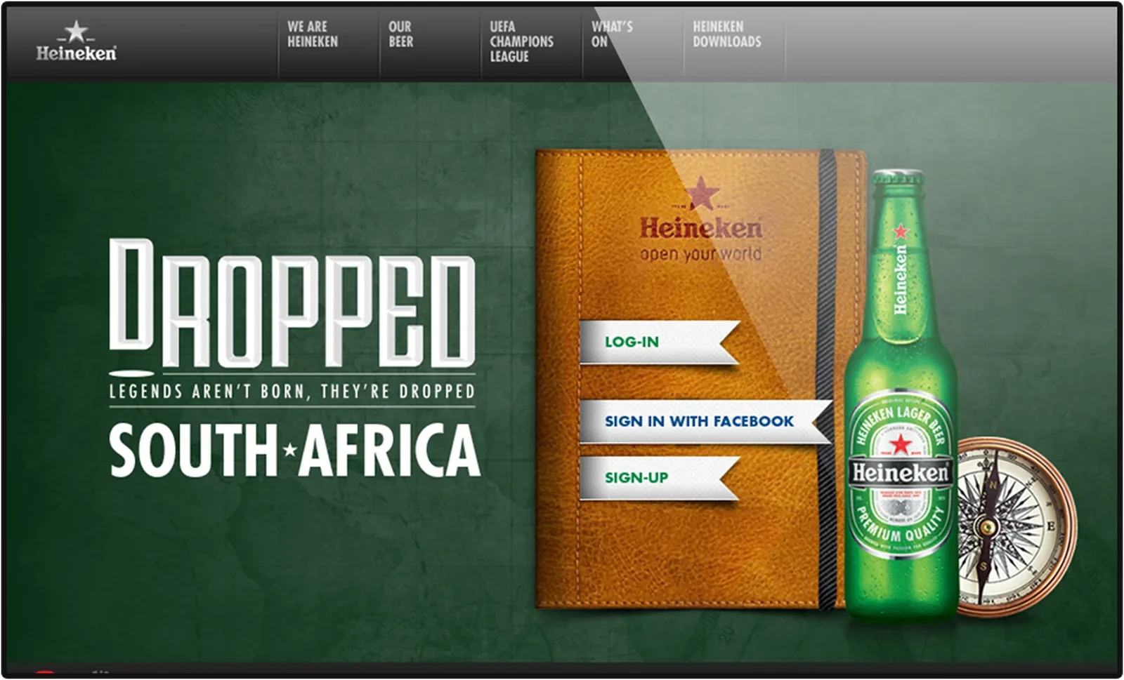 Heineken Dropped South Africa — campaign landing experience