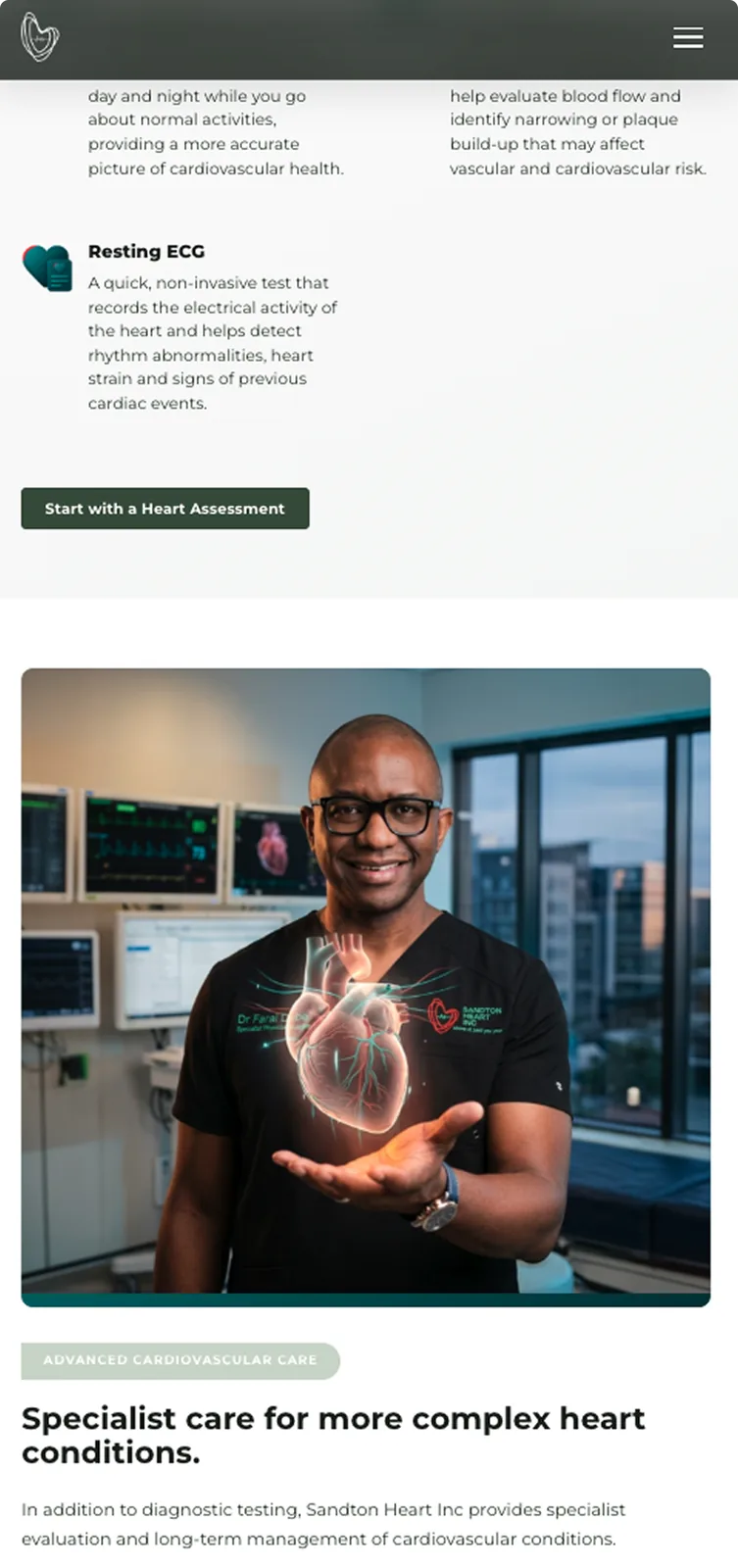Sandton Heart Inc — mobile view, cardiologist portrait